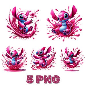 Angel Png Bundle, Stitch Couple Png, Stitch Love Png, Stitch Angel Png, Stitch Png, Stitch and Pink Stitch Watercolor, stitch pink clipart