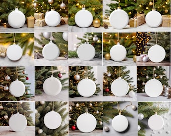25 Christmas Mockup Blank White Round Ceramic Christmas Ornament Mockup Bundle Tree Ornament Mockup Christmas Mock ups Canva Mock up Bundle