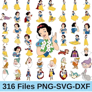 Snow White Clipart Princess Digital Download SVG PNG DXF Evil Queen Snow White and the Seven Dwarfs svg Files for Cricut Silhouette Svg Png