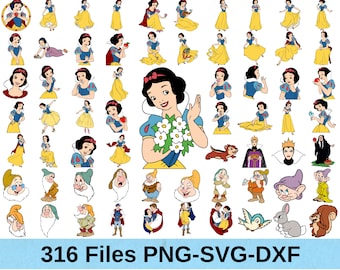 Snow White Clipart Princess Digital Download SVG PNG DXF Evil Queen Snow White and the Seven Dwarfs svg Files for Cricut Silhouette Svg Png