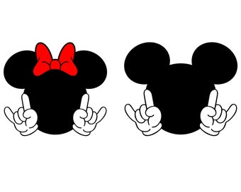 Rock and Roll Mickey and Minnie Mouse SVG, Heavy Metal SVG, D World Resort, Cutting Files in Svg, Eps, Dxf and Png, Silhouette Vinyl Iron On
