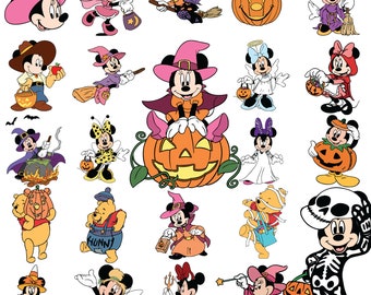 Mickey and Friends Halloween 24 cliparts bundle, Halloween svg cut files for Cricut, Mouse & Friend Svg, Halloween png, Characters Halloween