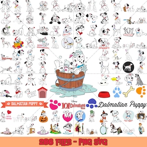 Paquete de 286 archivos SVG, 101 dálmatas, perro PNG, lindo perro clipart, Cricut, archivos de corte, archivo vectorial digital, archivo de corte para Cricut, Eps, Png, Dxf