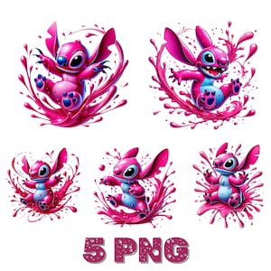 Angel Png Bundle, Stitch Couple Png, Stitch Love Png, Stitch Angel Png, Stitch Png, Stitch and Pink Stitch Watercolor, stitch pink clipart