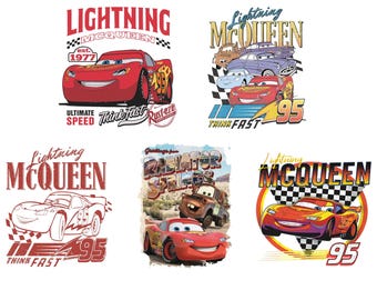 Lightning McQueen Racing Car Png Set for Kids Shirts and Party Designs
