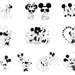 SVG Mickey Mouse, Minie Mickey Svg, fichiers Svg pour Cricut, SVG souris, Mickey Valentine Bundle, Mickey et Minnie Love Clipart, téléchargement immédiat