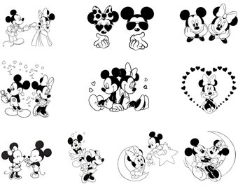 Mickey Mouse SVG, Minie Mickey Svg, Svg Files For Cricut, Mouse SVG, Mickey Valentine Bundle,Mickey and Minnie Love Clipart,Instant Download