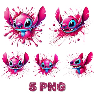 Angel Png Bundle, Stitch Couple Png, Stitch Love Png, Stitch Angel Png, Stitch Png, Stitch and Pink Stitch Watercolor, stitch pink clipart