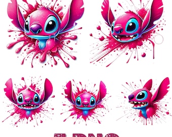 Stich Engel Png Bundle, Stich Paar Png, Stich Liebe Png, Stich Engel Png, Stich Png, Stich und Rosa Stich Aquarell, Stich Rosa Clipart