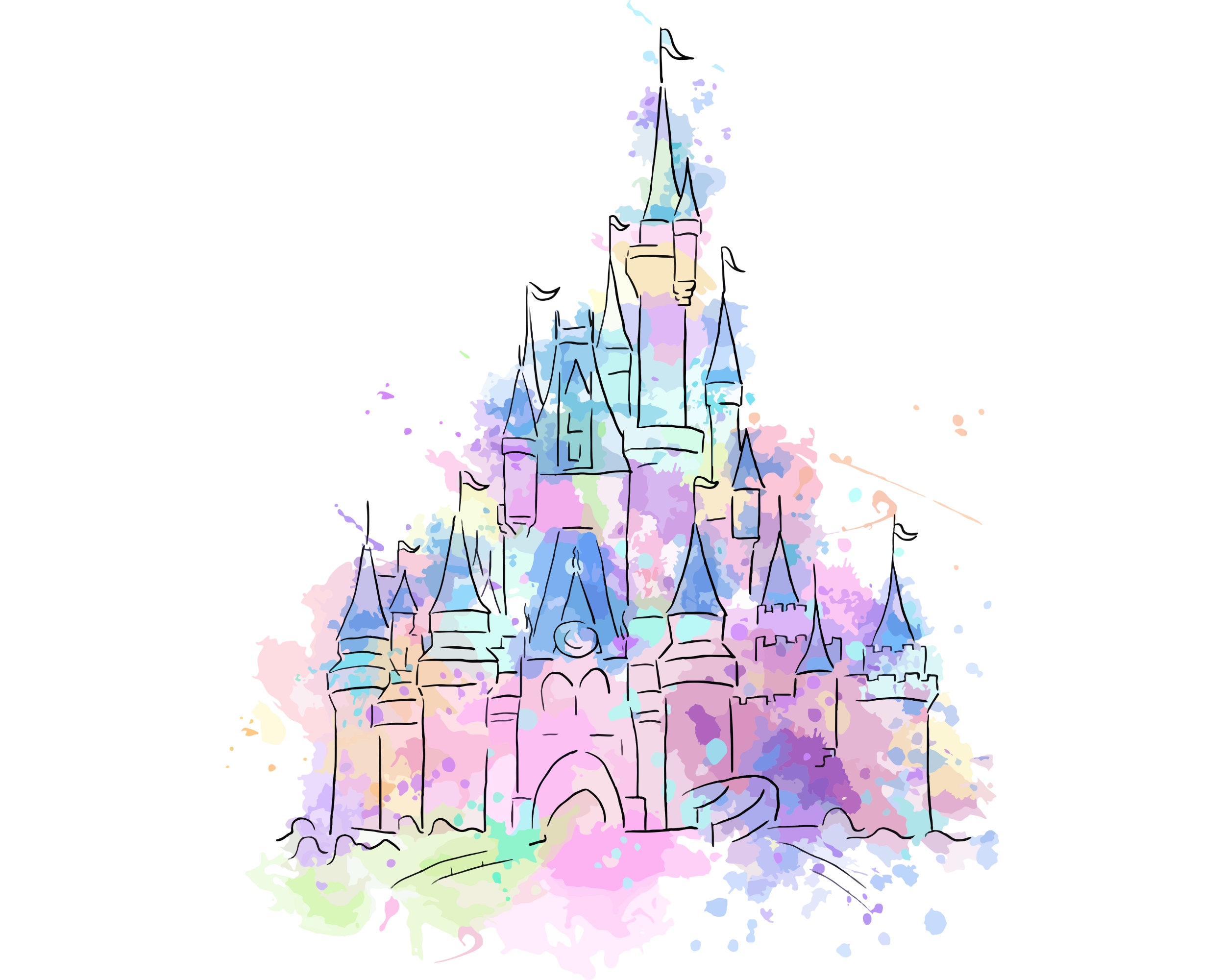 Watercolor Magical Kingdom Png, Mouse Ear Castle Png, Retro Colorful Castle Png, Sublimation Design Png, Magic Kingdom Png, Instant Download