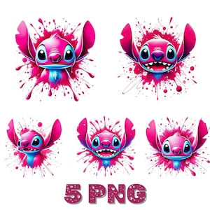 Angel Png Bundle, Stitch Couple Png, Stitch Love Png, Stitch Angel Png, Stitch Png, Stitch and Pink Stitch Watercolor, stitch pink clipart