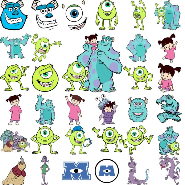 Monsters Svg Bundle, Monsters Clipart, Мгновенно, Скачать, Monsters SVG Салли Майк Монстры, Декор Для Печати, Шаблоны Дня Рождения, Monsters Inc