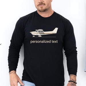 Comfort Colors® 6014 Personalized Cessna 172 Pilot Shirt | Aviation Custom Plane Long Sleeve Tee | Pilot Gift Personalized Aircraft T-Shirt