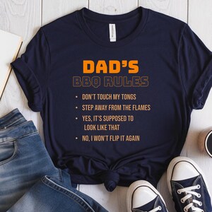 Dad&#39;s BBQ Rules Shirt | Funny Grill Master Father&#39;s Day Tee | Backyard BBQ Checklist Shirt | Father&#39;s Day Gift for Dad | Grilling Rule Shirt