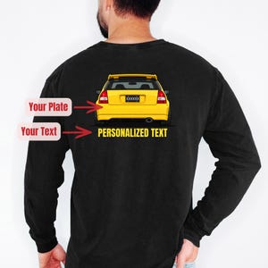 Camiseta Comfort Colors® 6014 EK, com estampa personalizada do Honda Civic nas costas, presente personalizado para ele, camiseta de manga comprida EK modificada para homens.