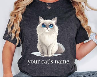 Personalized Ragdoll Cat Tee | Custom Ragdoll Cat Tee with Name | Ragdoll Cat Mom Dad Personalized Tee | Custom Cat Breed Ragdoll Name Tee