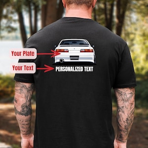 Camiseta con estampado trasero S13, camiseta con matrícula personalizada, camiseta de drift Nissan Silvia Coupe, camiseta gráfica clásica JDM Coupe, camiseta personalizada para entusiastas de los coches