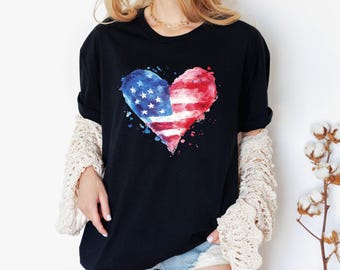 American Heart Tee | USA Flag Shirt | Patriotic Heart Tee | Red White and Blue Tee | Heart of America Shirt | USA Pride Tee