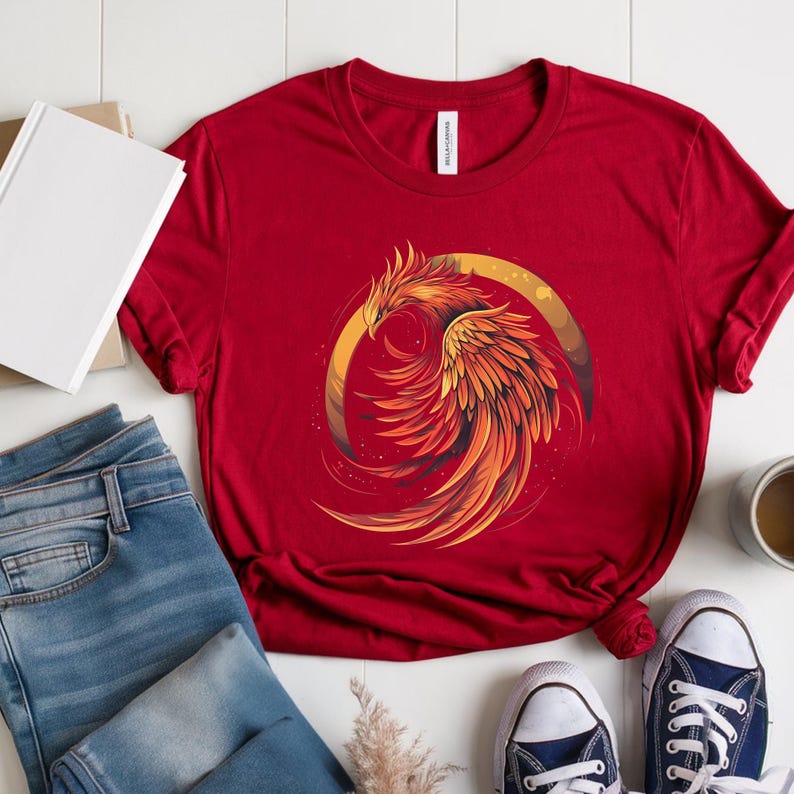 Phoenix Merch Majestic Phoenix T-shirt | Rising Phoenix Art Tee | Firebird Mythical ...