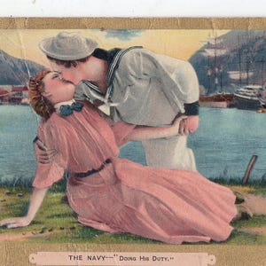 The Sailor, lovers couple vintage postcard,  antique postcard, For Vintage Hunter