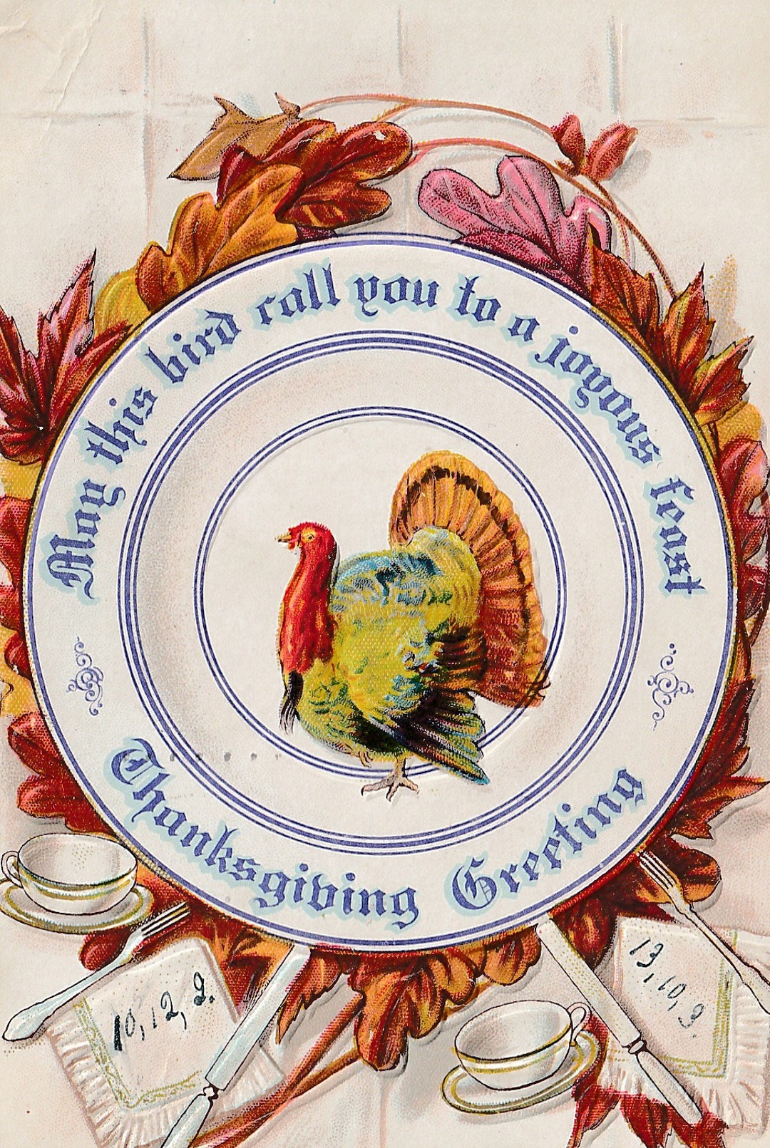 Thanksgiving Vintage Postcard Turkey Plate, Antique Holiday - Etsy