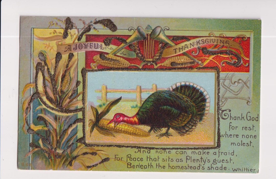 Vintage Embossed Thanksgiving Turkey Postcard, Holiday Ephemera - Etsy