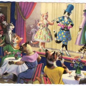 Mainzer Dressed Cats - Fashion Show vintage postcard no. 4910, For Vintage Hunter