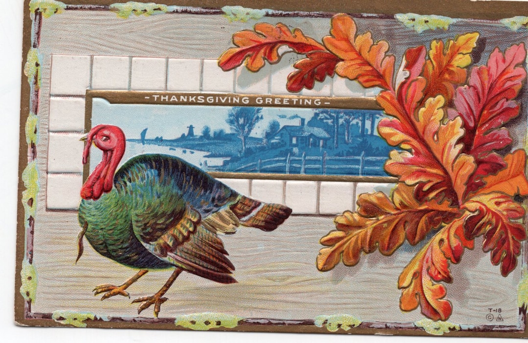 Thanksgiving Turkey Vintage Postcard, Thanksgiving Greeting Antique ...