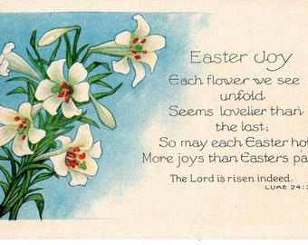 Easter Vintage Postcard, Easter lilies