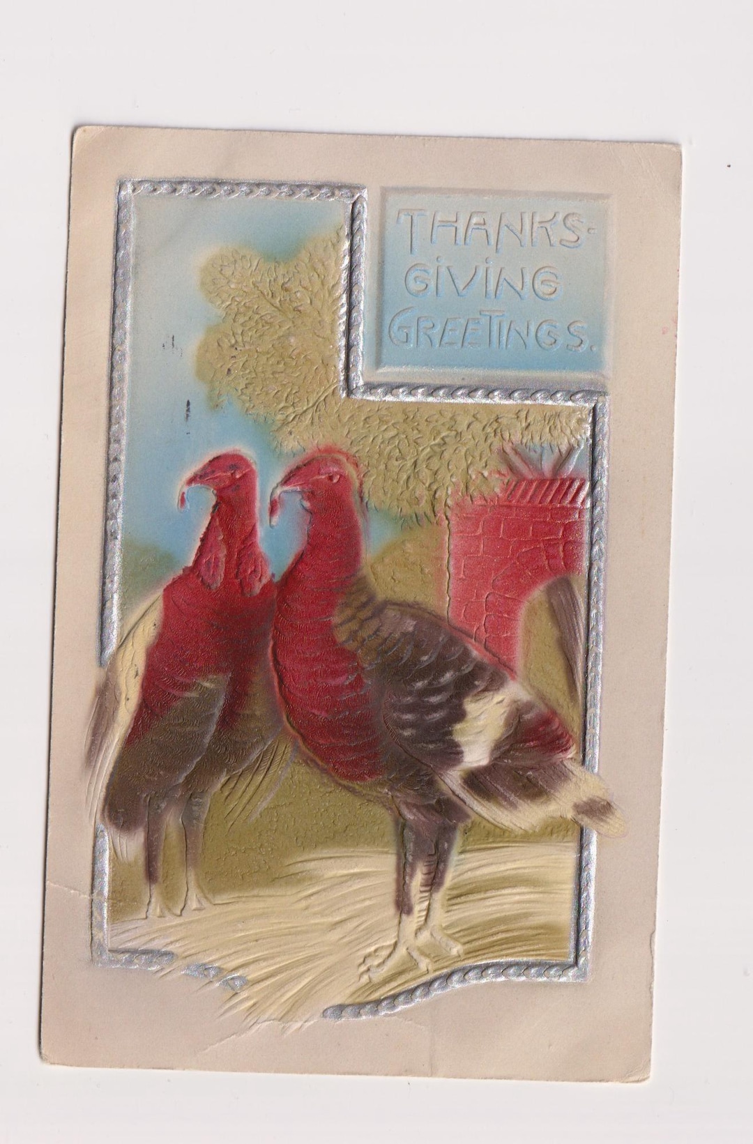 Antique Embossed Turkey Thanksgiving Postcard - Vintage Holiday ...