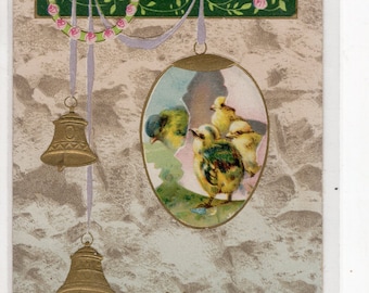 With Loving Easter Wishes Vintage Embossed Postcard Chicks,  Antique Carte postale, For Vintage Hunter
