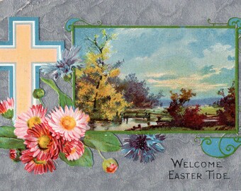 Welcome Easter Tide  Embossed Vintage Postcard