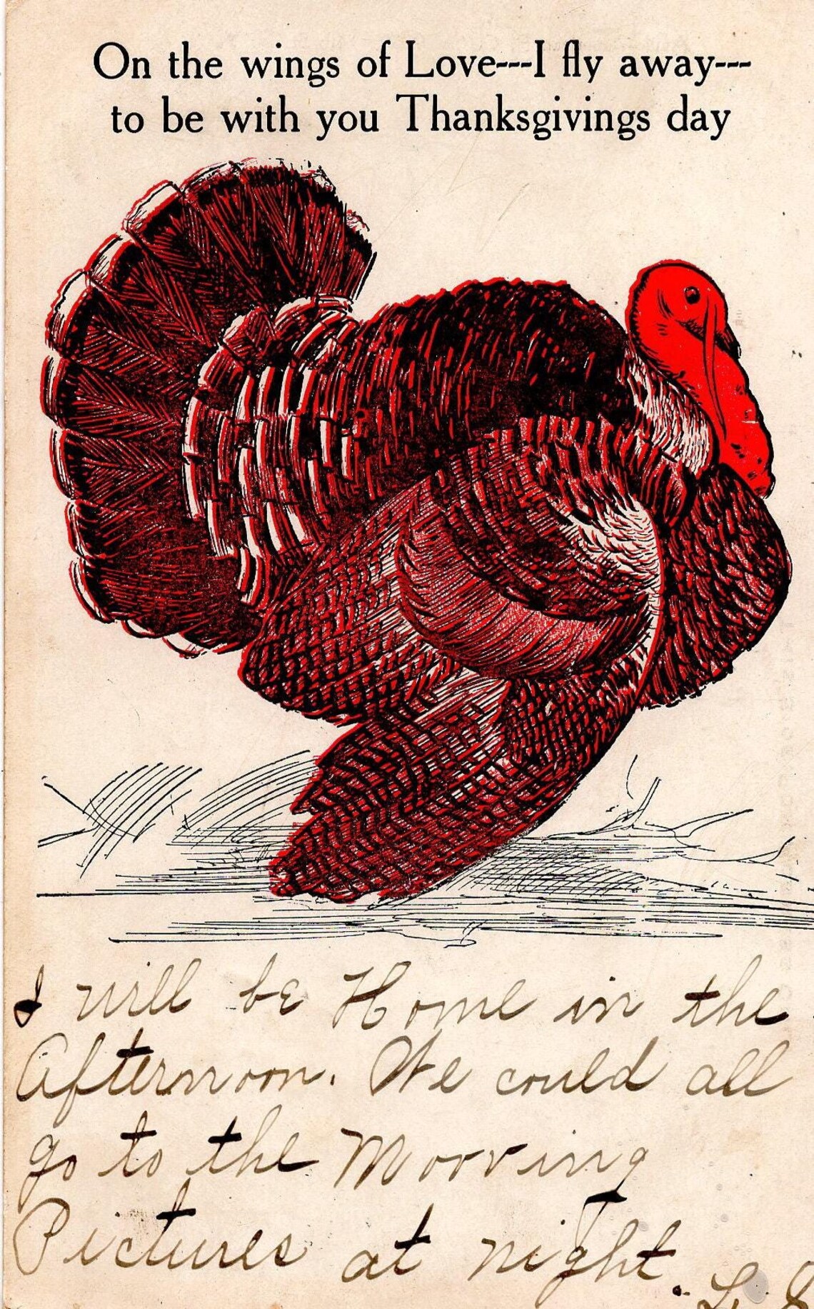 Turkey Thanksgiving Greetings Vintage Postcard, 1910 Holiday Antique ...