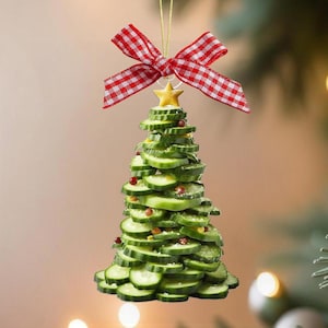 Pickle Christmas Ornament, Funny 2D Flat Cucumber Ornament, Pickle Christmas Tree Ornament, Pickle Lovers Gift for Family, Christmas Gifts
