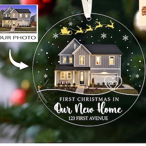 Custom New Home Photo Ornament, New Home Ornament, Personalized House Photo Ornament, New Home Christmas Ornament, Family Ornament Gift
