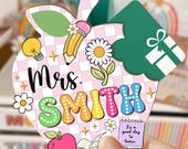 Custom Teacher Gift Card Holder, Checkered Apple Card Holder, Teacher Appreciation Gifts, Teacher Thank You Card, Teacher Gift From Student