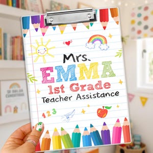 Cute Teacher Crayon Clipboard, Teacher Appreciation Gifts, Personalized Teacher Name Clipboard, Thank You Teacher Gifts, End Of Year Gift