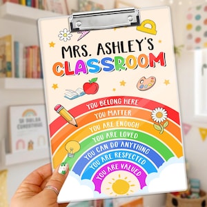 Custom Name Teacher Clipboard, Teacher Appreciation Gifts, Motivation Teacher Acrylic Clipboard, Teacher End Of Year Gift, Rainbow Clipboard