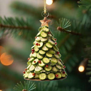 Pickles Tree Ornament, 2D Flat Pickles Ornament, Cucumber Ornament, Gift for Pickles Lovers, Christmas Family Gift , Pickle Ornament