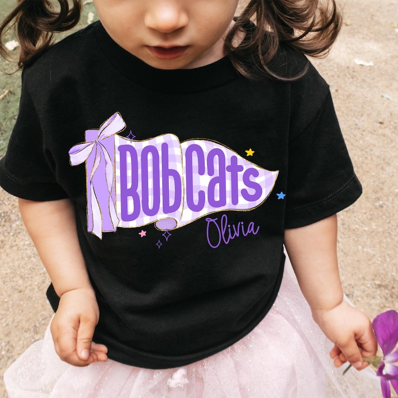 Personalized Kids Name Toddler Shirt, Back to School Shirts, Gingham Mascot Pennant Girl Name T-shirt, First Day Of School Tee For Boy Girl image 20