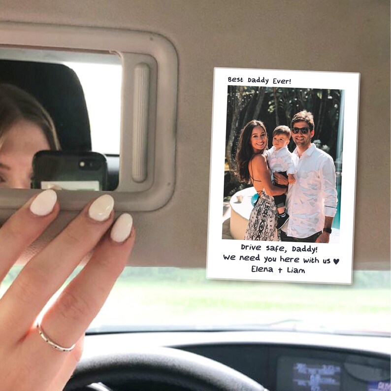 Custom Dad Photo Car Visor Clip, Father's Day Gift, Dad Gift from Kids, Drive Safe Daddy Sun Visor Clip, Husband Gift, Dad Car Accessories image 10