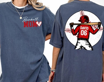 Baseball Mom Shirt, Personalized Baseball Shirt for Mom, Baseball Jersey Number Tee, Gameday Baseball Mom Shirts, Baseball Gift For Her Him