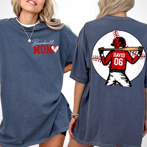 Camiseta de béisbol para mamá, camiseta de béisbol personalizada para mamá, camiseta con número de camiseta de béisbol, camisetas de béisbol para mamá para el día del juego, regalo de béisbol para ella y él