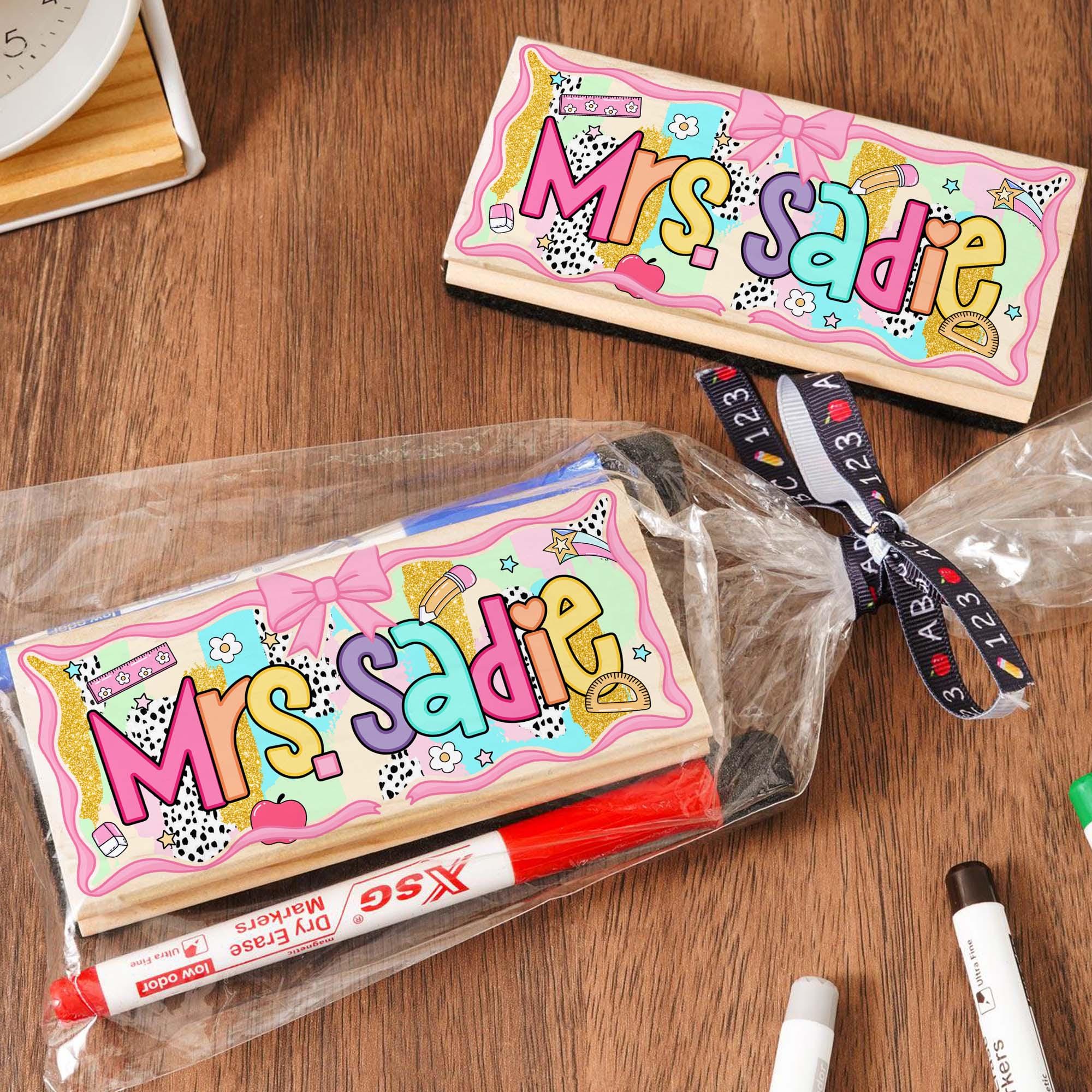 Preppy Back To School Chalkboard Eraser, Custom Back To School Gift, Coquette Whiteboard Eraser, First Day Of School Gift, School Supplies