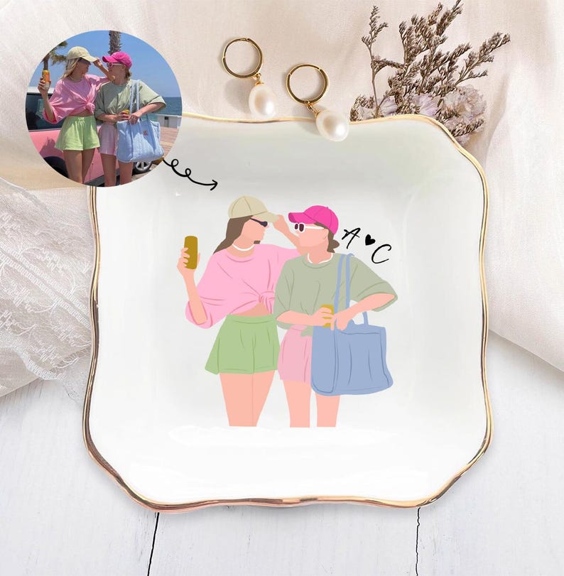 Personalized Bestie Photo Trinket Dish: Birthday Best Friend Gifts, Friendship Ring Holder, Thank You Gift For Friend immagine 6