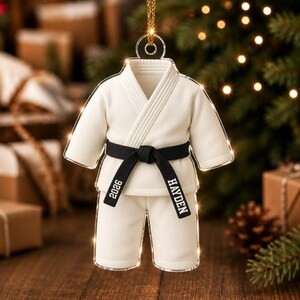 Personalized Karate Ornament: Karate Uniform For Girls Boys, Custom Belt Color, Karate Black Belt Ranking Gift, Martial Arts Xmas Keepsake image 13