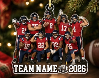 Personalized Football Team Photo Ornament, Football Player Gift, Football Christmas Keepsake, Football Coach Gift, Sports Ornament