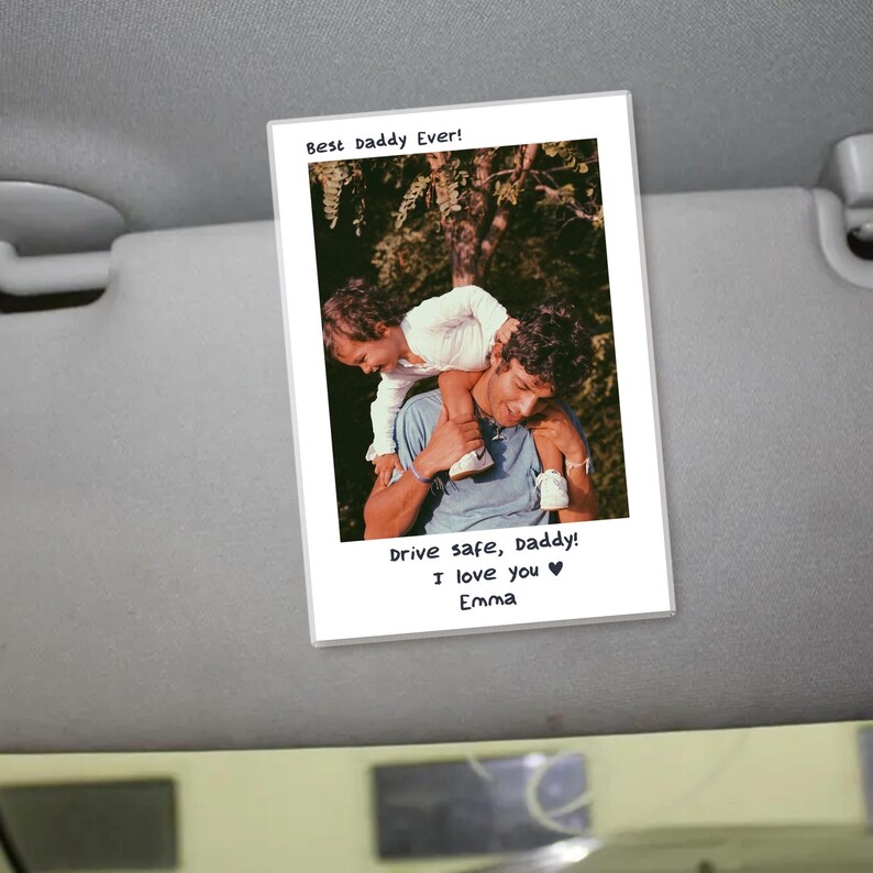 Custom Dad Photo Car Visor Clip, Father's Day Gift, Dad Gift from Kids, Drive Safe Daddy Sun Visor Clip, Husband Gift, Dad Car Accessories image 6