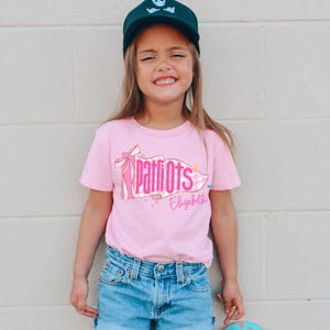 Personalized Kids Name Toddler Shirt, Back to School Shirts, Gingham Mascot Pennant Girl Name T-shirt, First Day Of School Tee For Boy Girl image 15