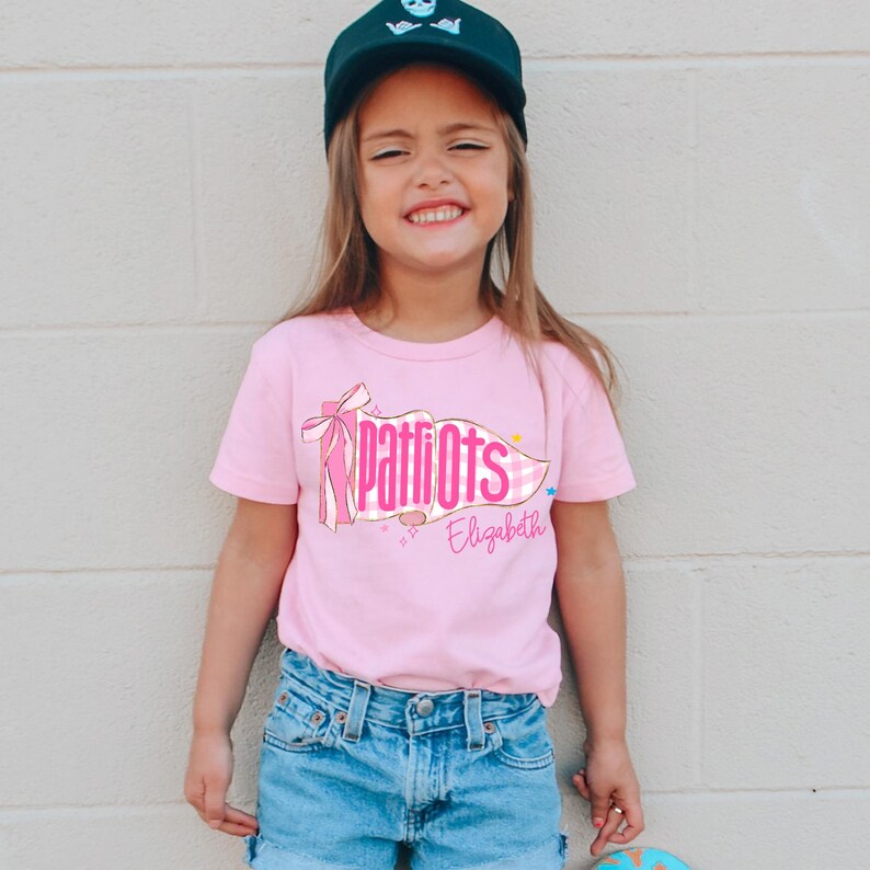 Personalized Kids Name Toddler Shirt, Back to School Shirts, Gingham Mascot Pennant Girl Name T-shirt, First Day Of School Tee For Boy Girl image 15